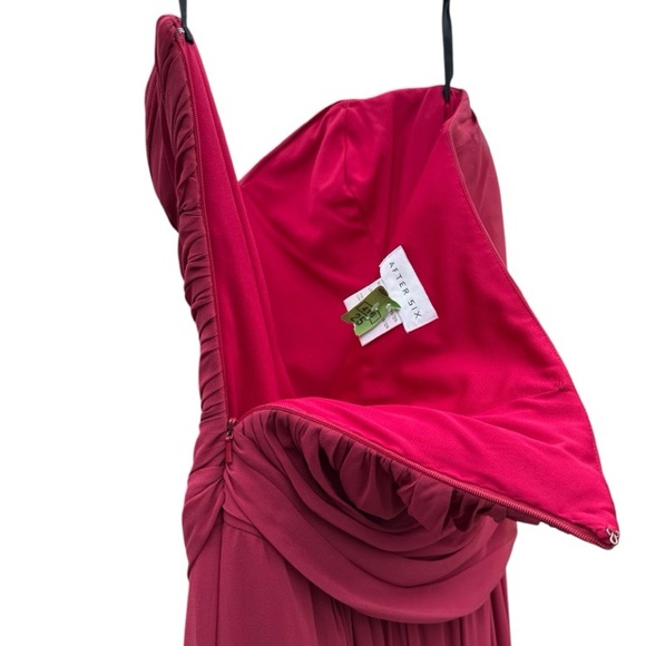 After Six Red Ruched Strapless Gown for Wedding Guest - Picture 4 of 6